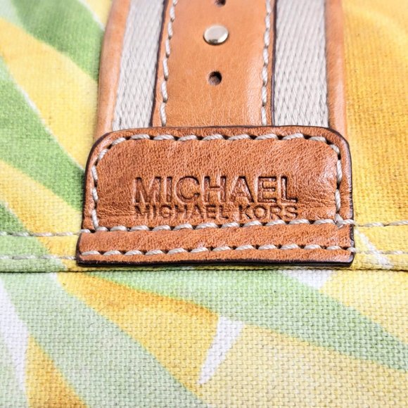 Michael Michael Kors Tropical Print Textile Brown Leather / Stud Adorned Bag - Picture 8 of 13